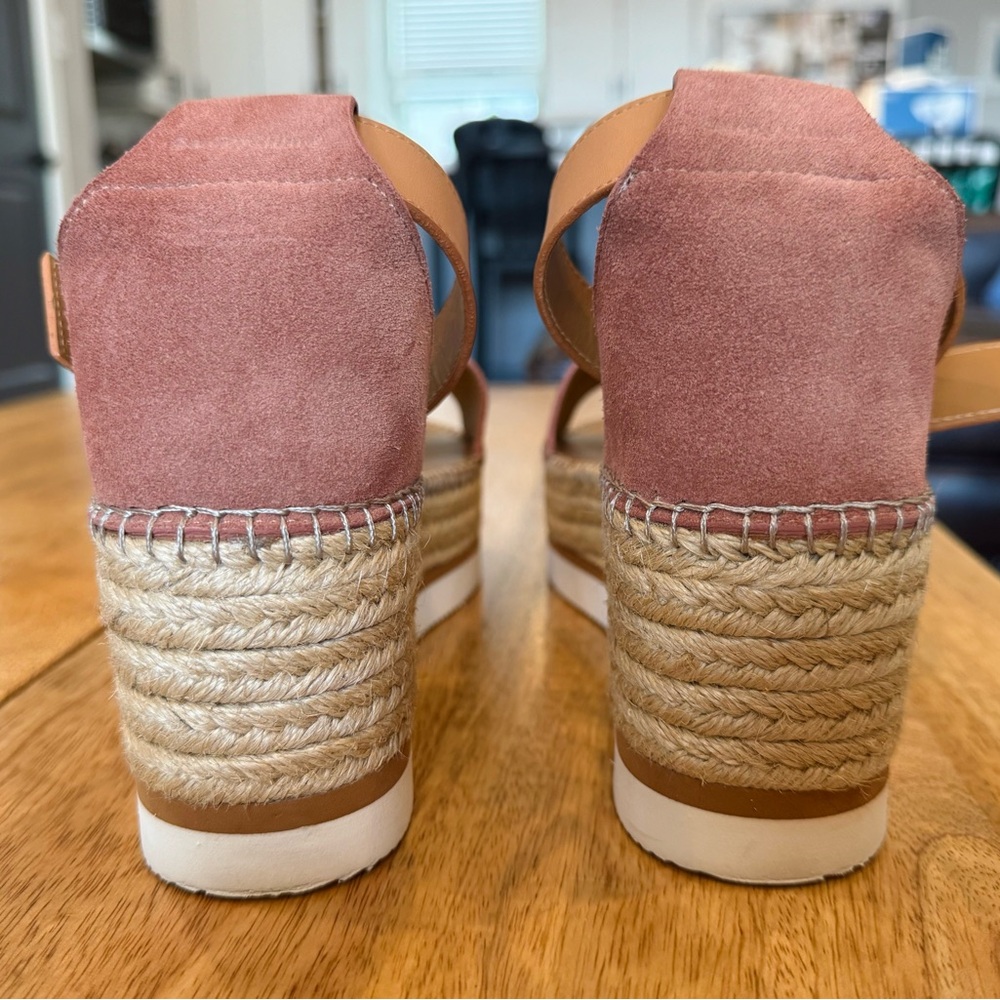 SEE BY CHLOE GLYN PLATFORM ESPADRILLE SANDALS PINK SUEDE & TAN LEATHER SIZE 42 - Picture 3 of 9